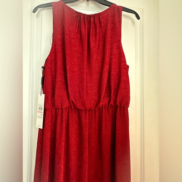 Red Calvin Klein Glitter Knit Runched Dress, NWT! - Picture 4 of 7